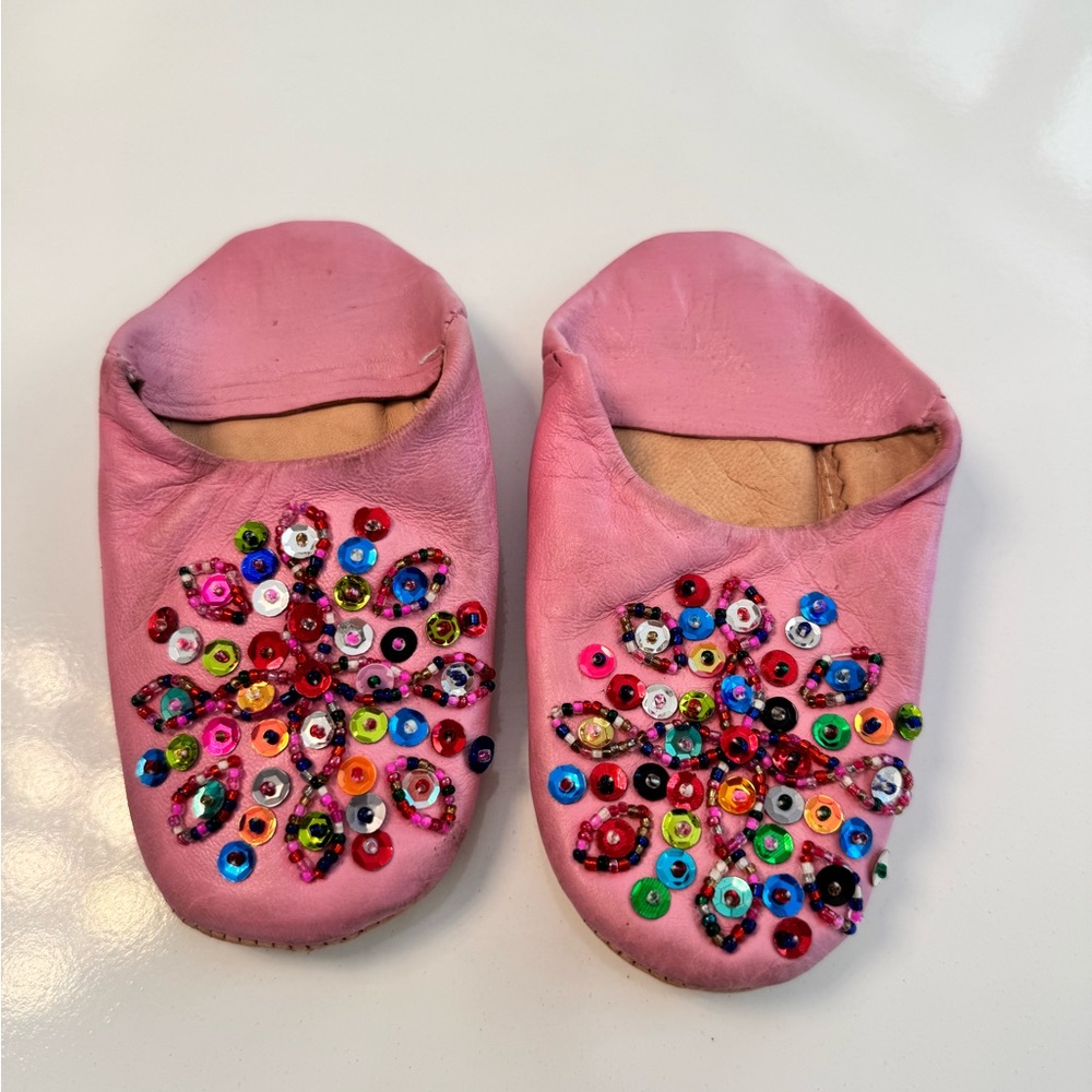 Pink Sequin Embellished Slippers